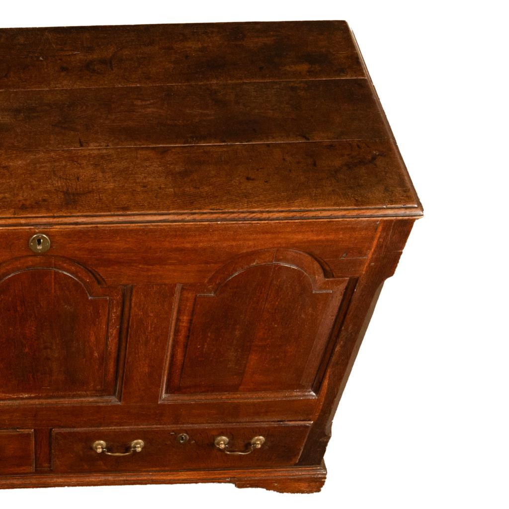 Antique 18th Century Georgian Paneled Lift up Lid Oak Mule Chest Coffer 1760 For Sale 5