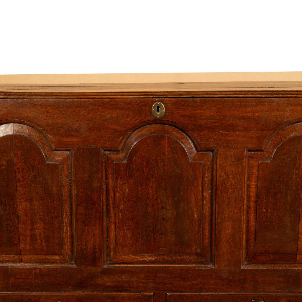 Antique 18th Century Georgian Paneled Lift up Lid Oak Mule Chest Coffer 1760 For Sale 6