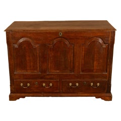 Antique 18th Century Georgian Paneled Lift up Lid Oak Mule Chest Coffer 1760