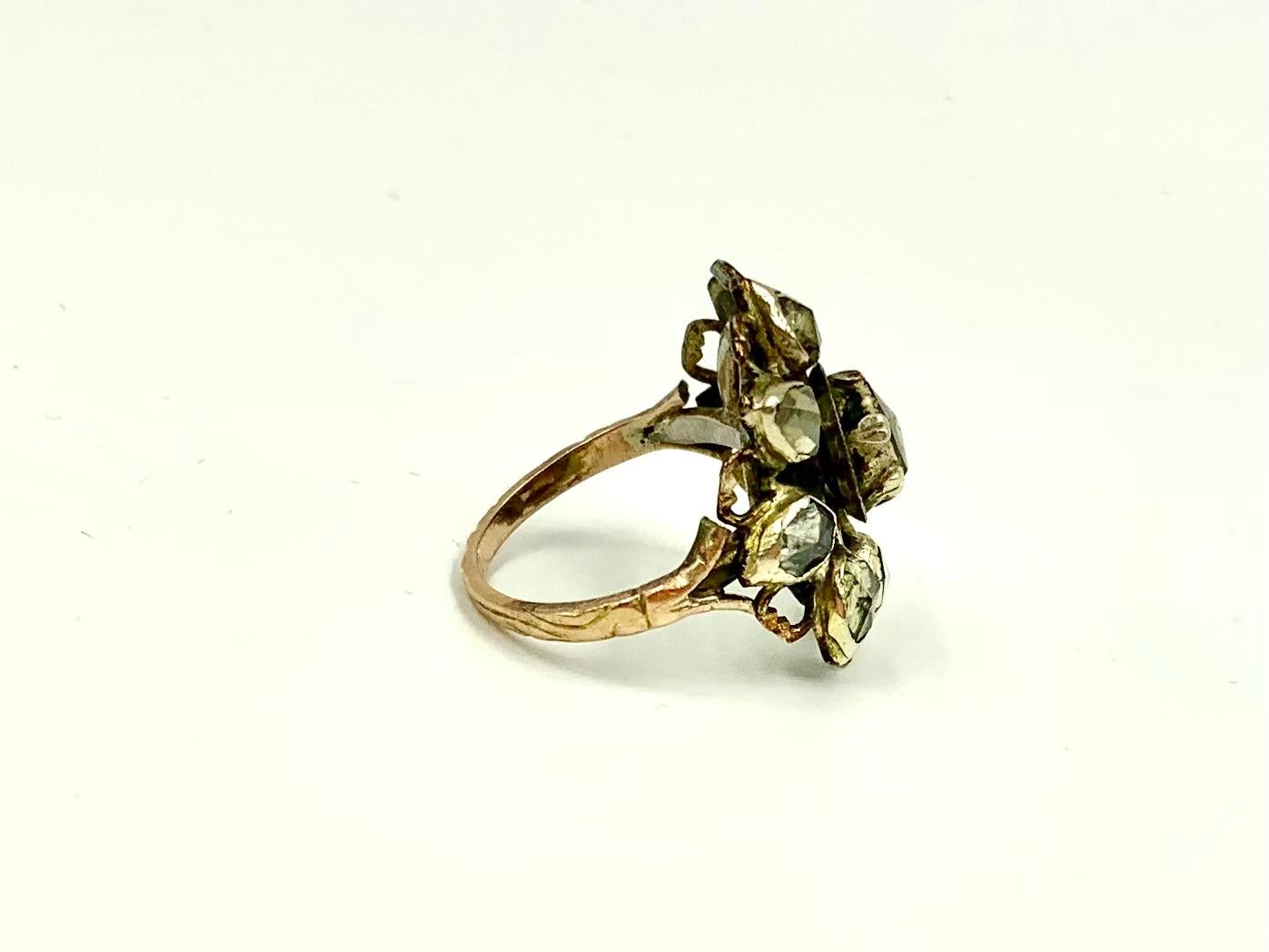 Antiker georgianischer Verlobungsring aus 14 Karat Gold mit seltenem Herzmotiv aus dem 18. Jahrhundert im Angebot 1