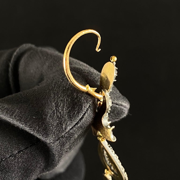 Antique 19th Century Georgian Table Cut Diamond Pendant Earrings Silver Gold 5