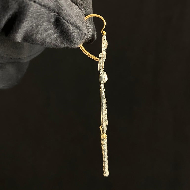 Antique 19th Century Georgian Table Cut Diamond Pendant Earrings Silver Gold 4