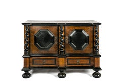 Antique 18th Century German Baroque Oak Cabinet with Black Panels