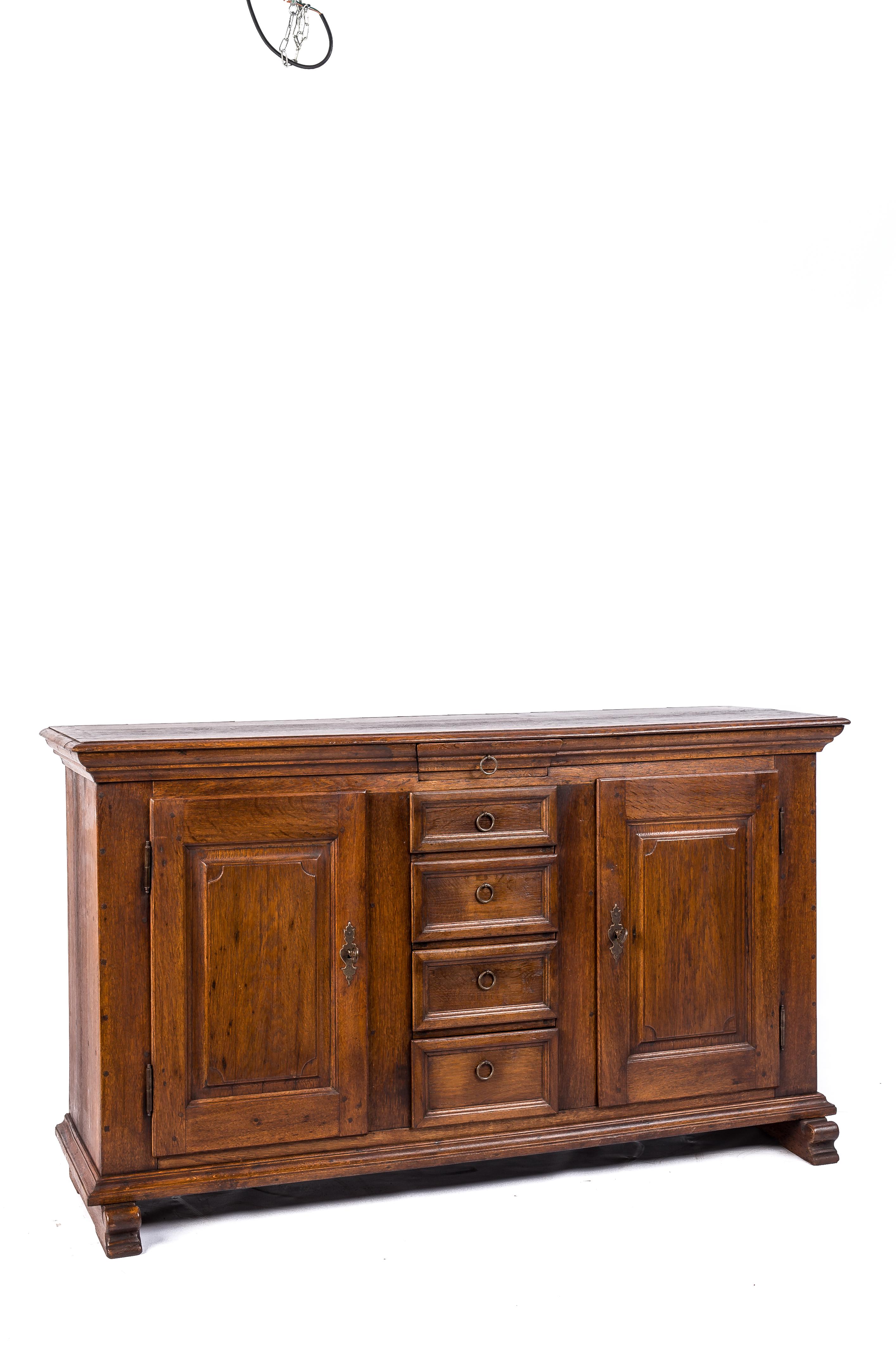 Antique 18th Century German Baroque Warm Brown Solid Oak Display Cabinet For Sale 13