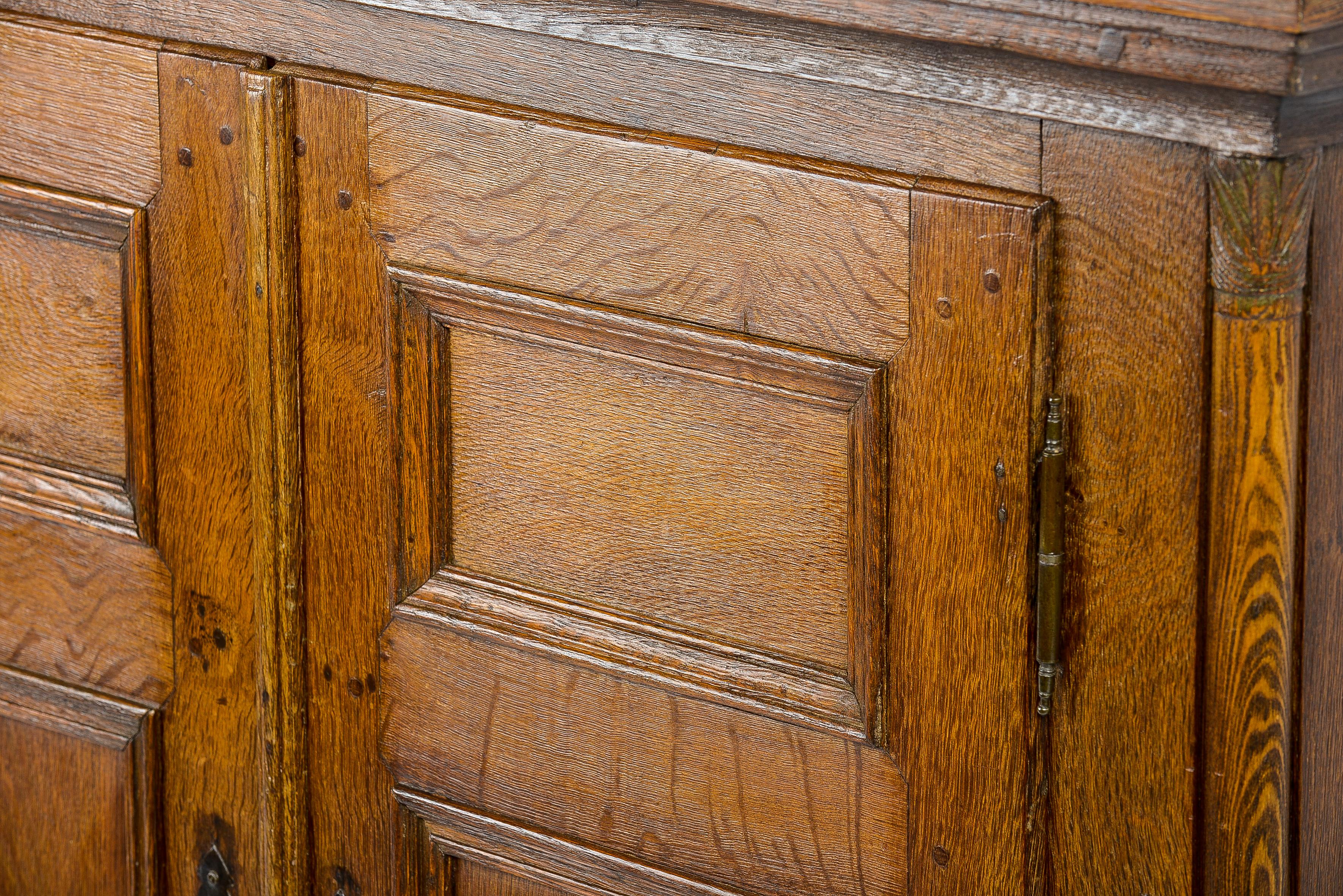 Antique 18th-Century German Honey Color Oak Two-Door Hall Cabinet 2