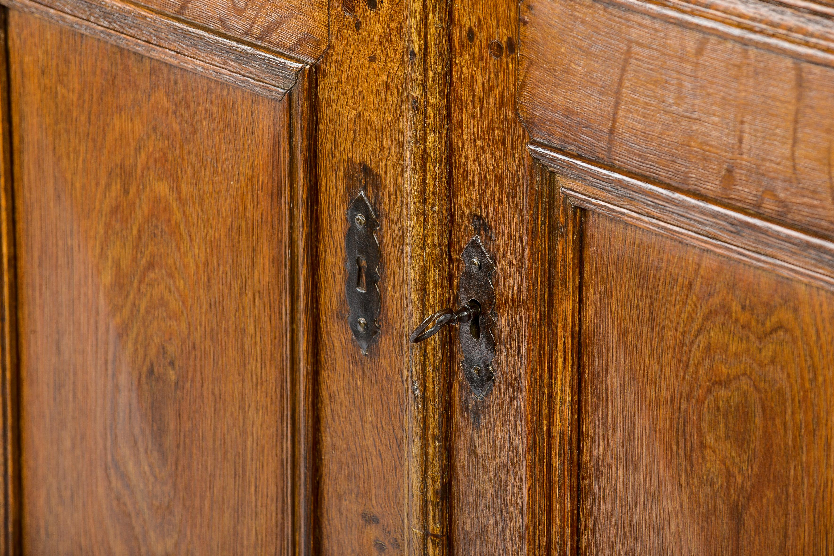 Antique 18th-Century German Honey Color Oak Two-Door Hall Cabinet 3