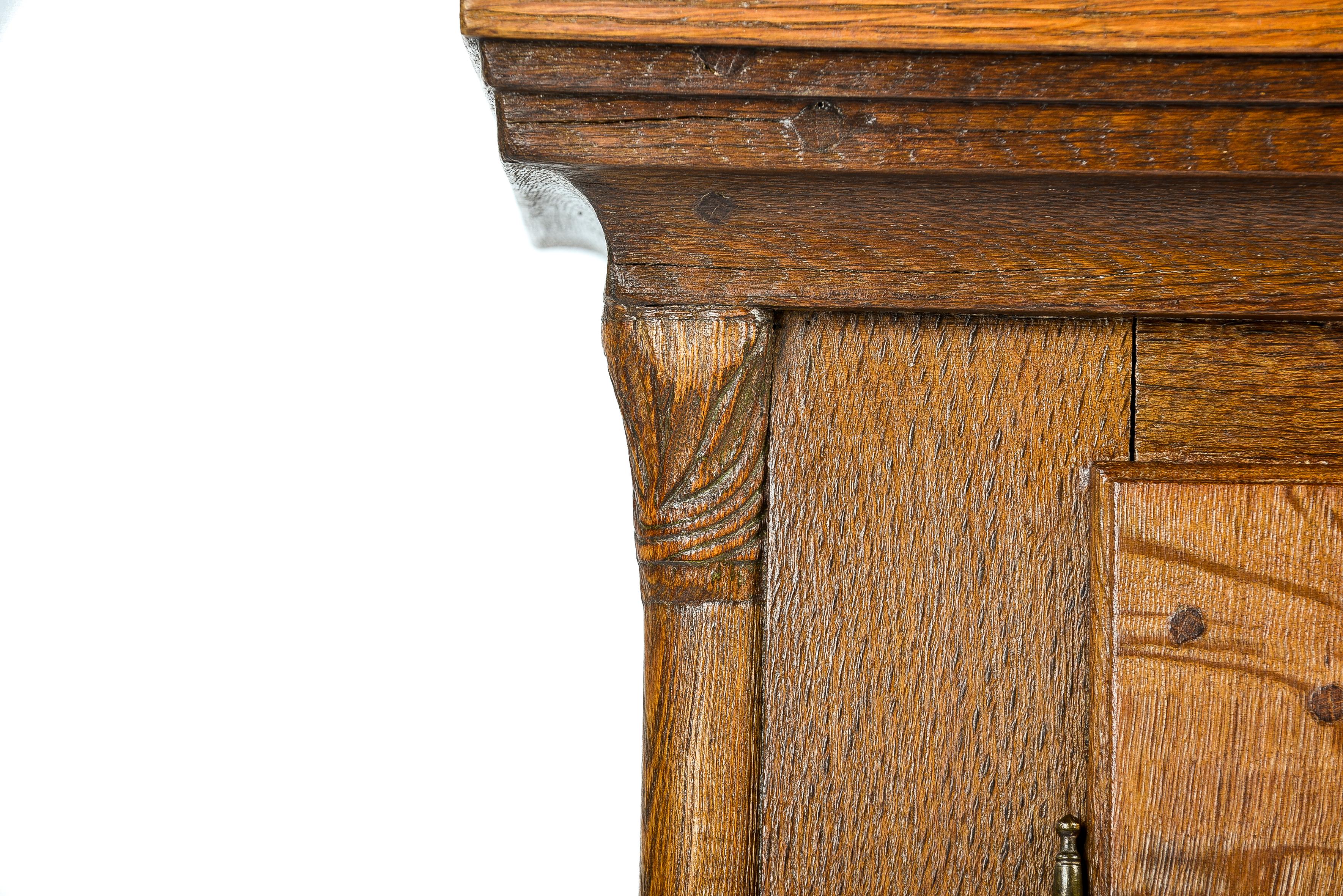 Antique 18th-Century German Honey Color Oak Two-Door Hall Cabinet 6