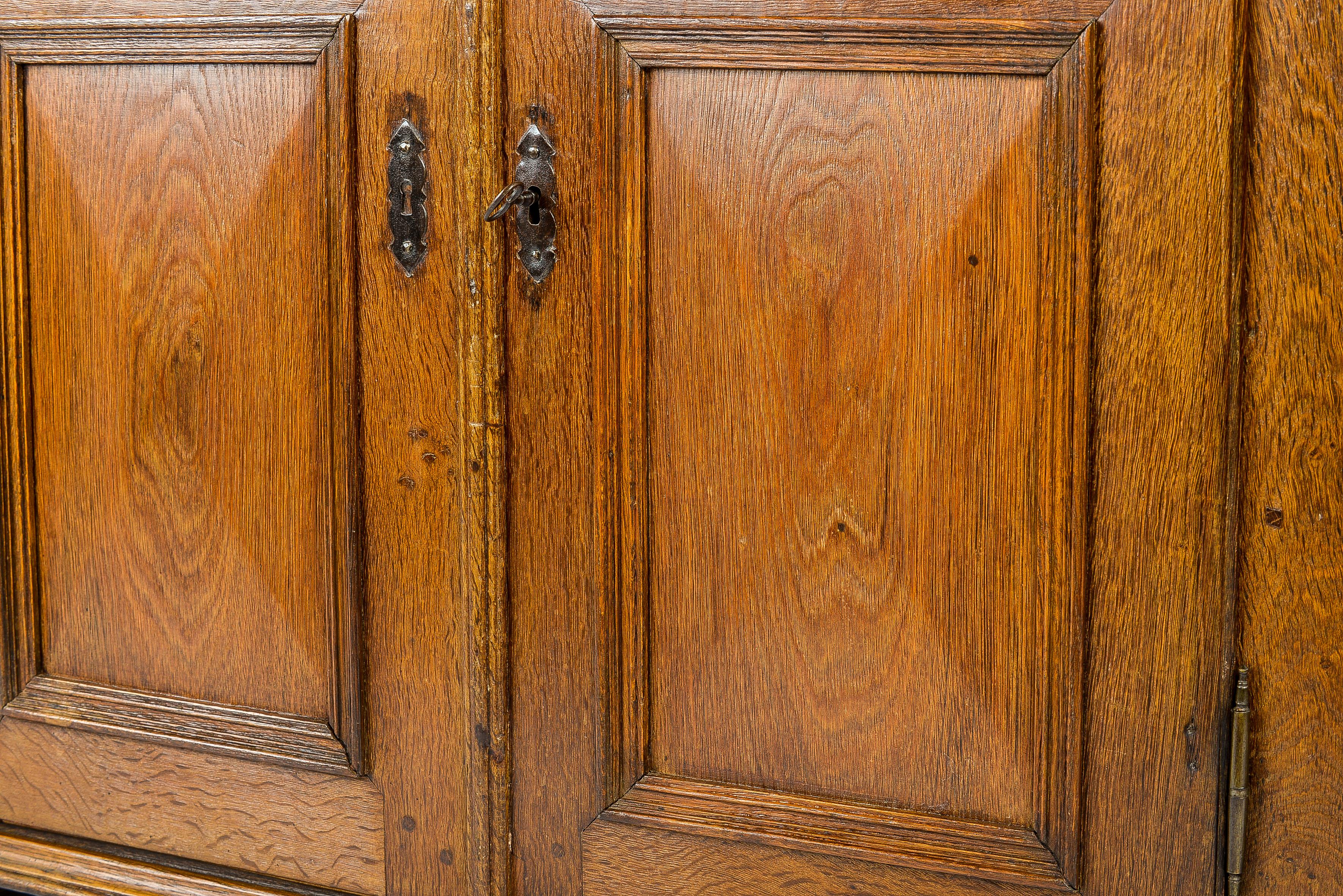 Antique 18th-Century German Honey Color Oak Two-Door Hall Cabinet 9