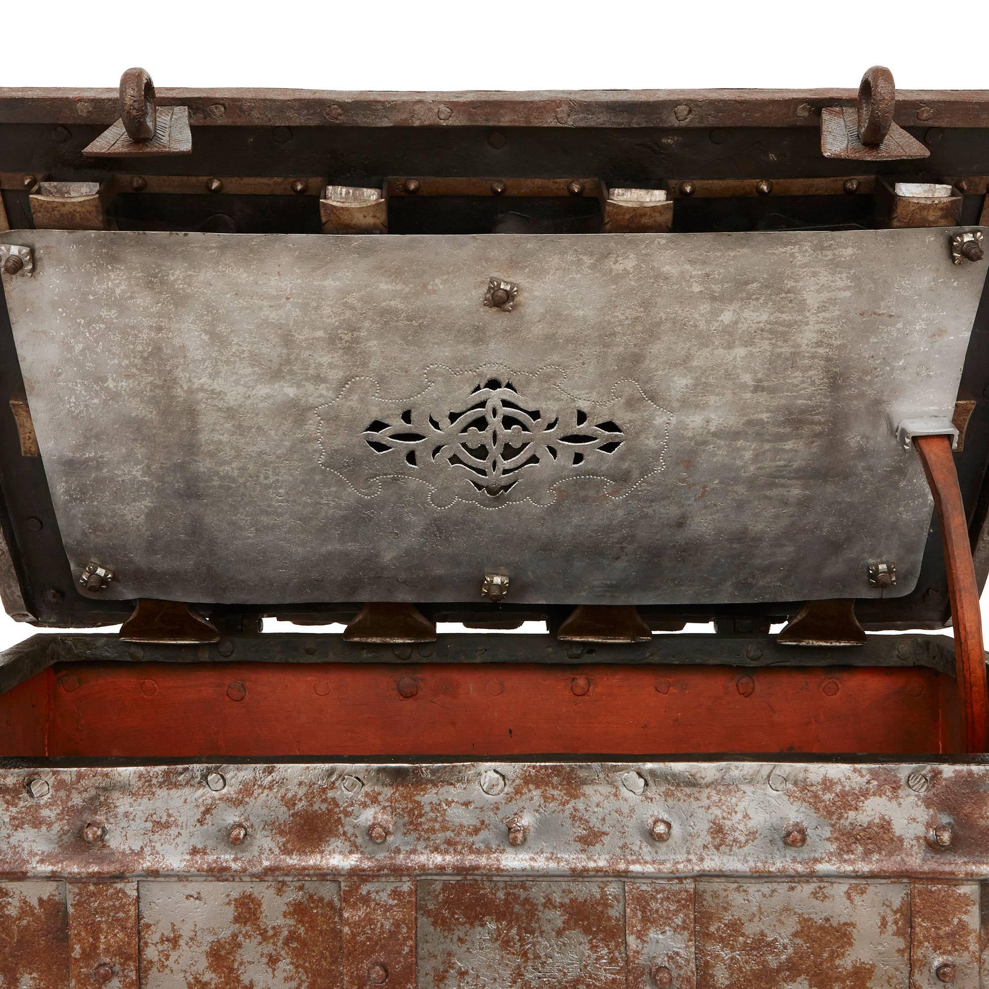 18th Century and Earlier Antique 18th Century German Steel Trunk