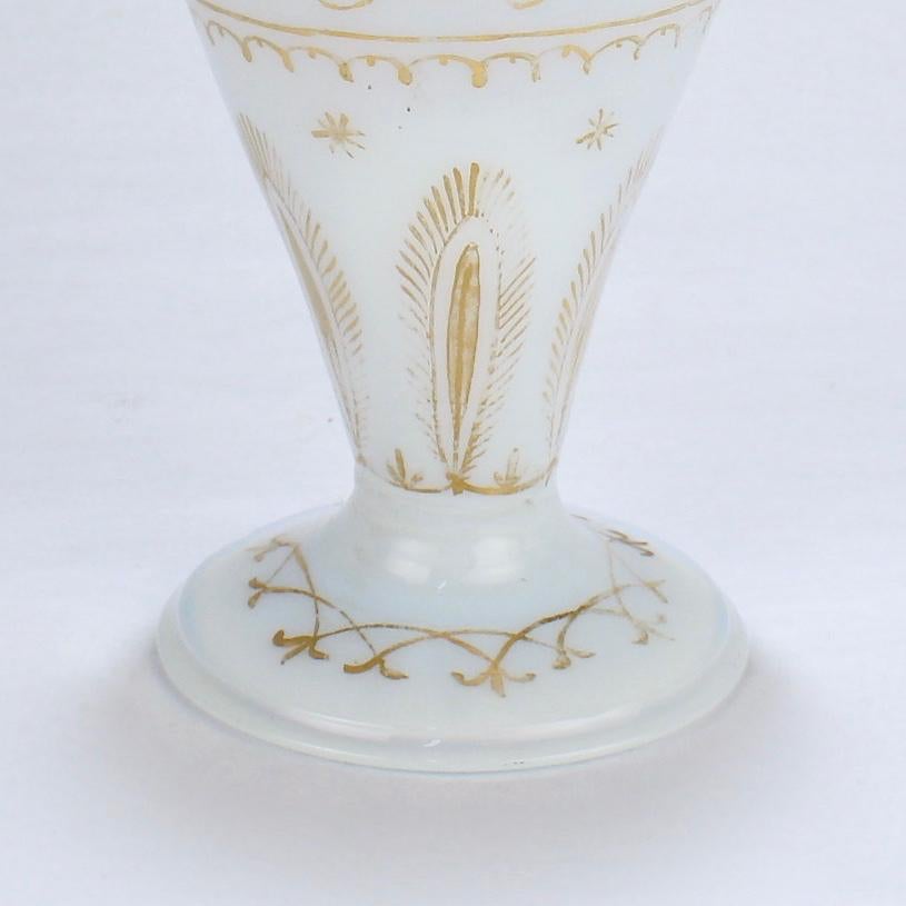 Antique 18th Century Gilt White Milk Glass Vase in the Manner of James Giles For Sale 3