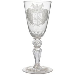 Antique 18th Century Glass Goblet with Engraving from Thuringia