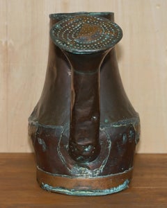 ANTiQUE 18TH CENTURY HAMMERED RIVETED COPPER & BRASS WATERING CAN PERIOD REPAIRS