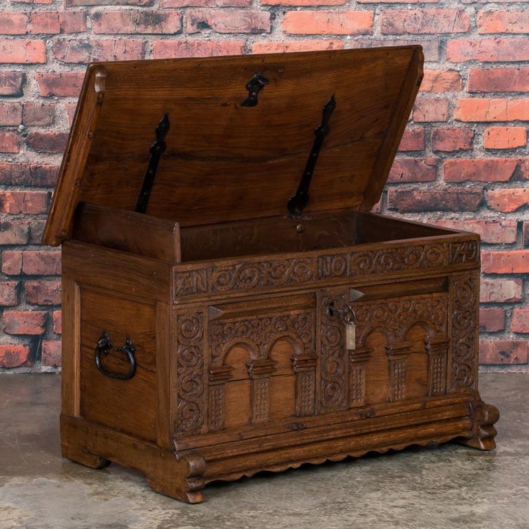 Antique 18th Century Hand Carved German Trunk at 1stDibs