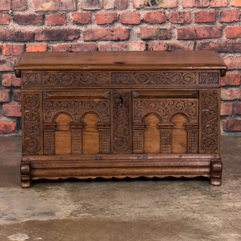 Antique 18th Century Hand Carved German Trunk at 1stDibs