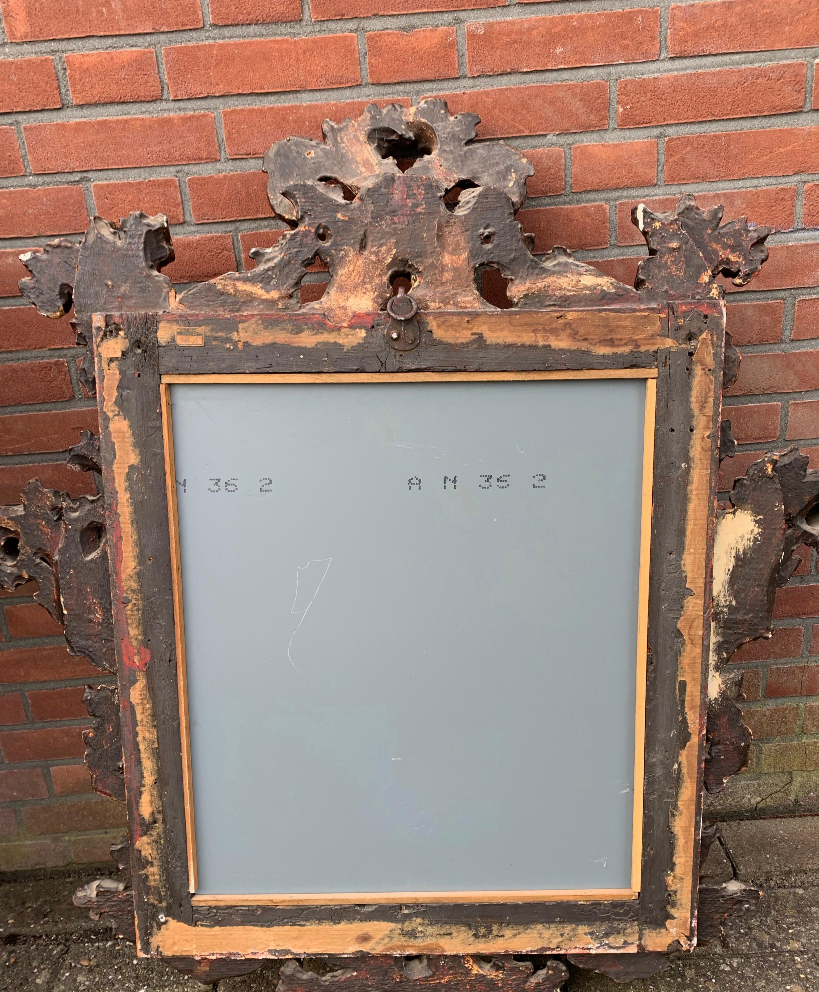 Antique 18th Century Hand Carved Gilded Wood Rococo Wall Mirror  Picture Frame 3