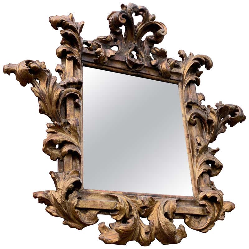 Antique 18th Century Hand Carved Gilded Wood Rococo Wall Mirror Picture antique-18th-century-hand-carved-gilded-wood-rococo-wall-mirror-picture