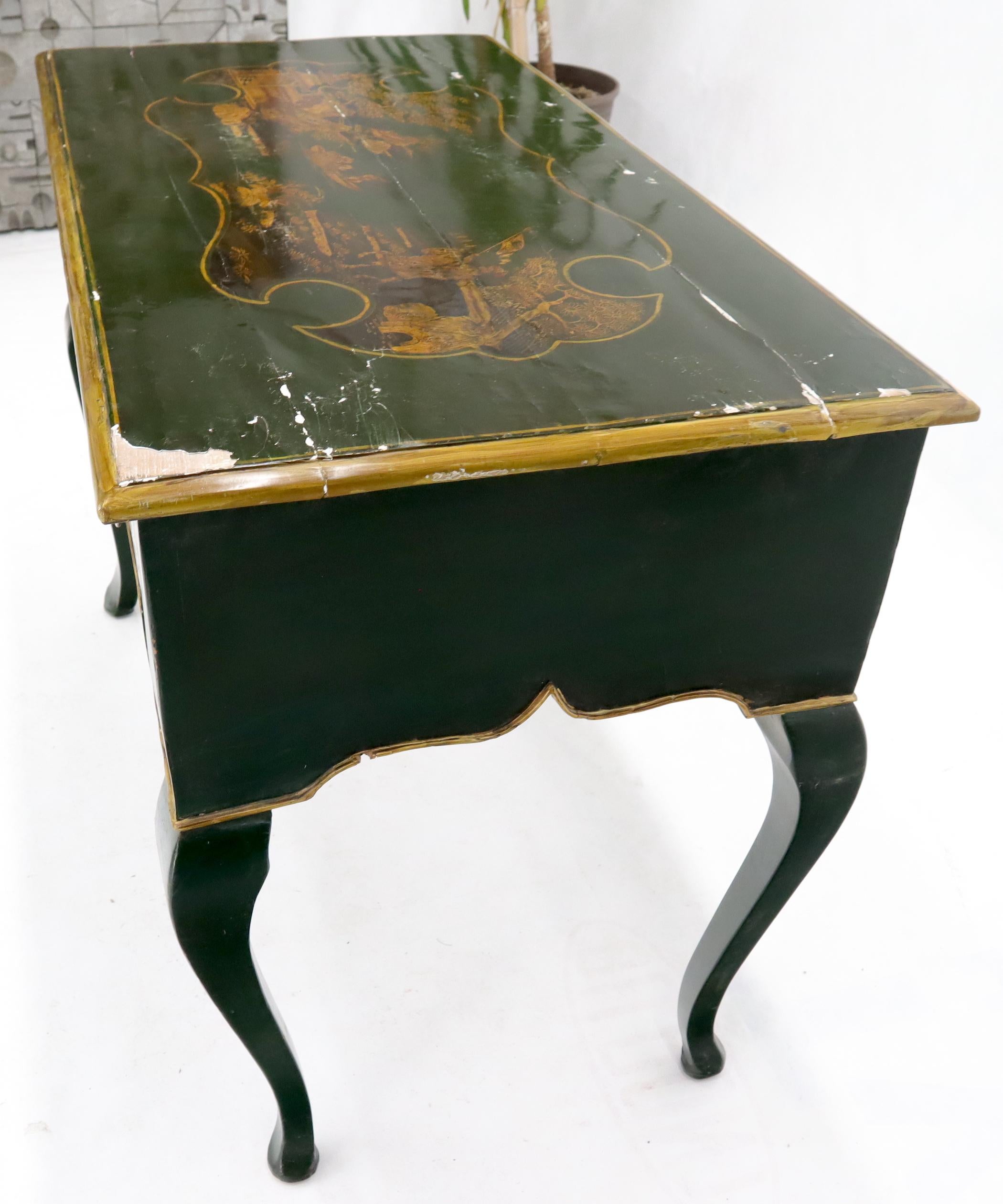 Hand-Painted Antique 18th Century Hand Decorated Chinoiserie Desk