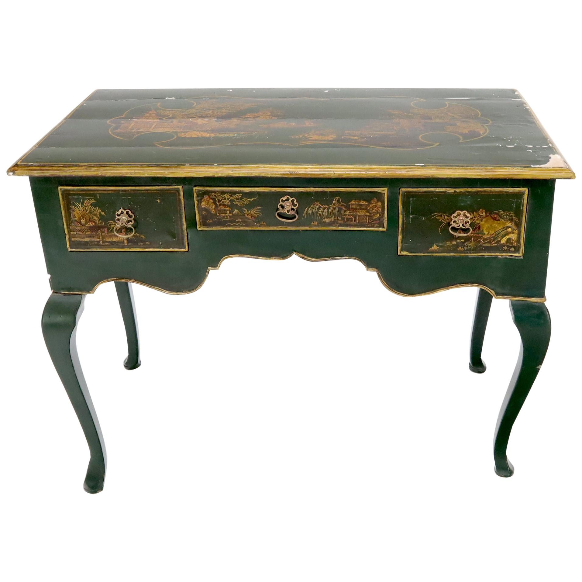 Antique 18th Century Hand Decorated Chinoiserie Desk