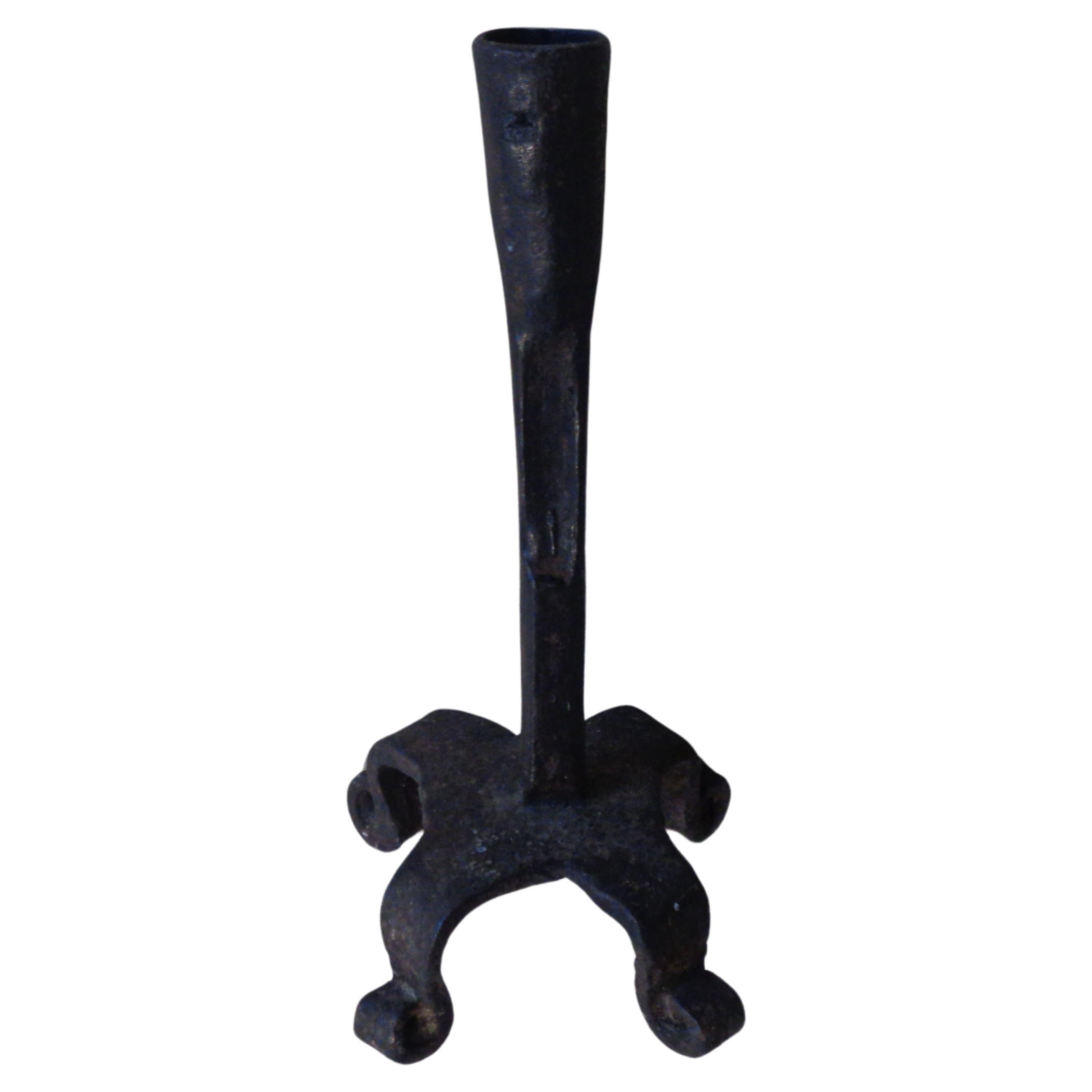   18th Century Hand Forged Iron Candlestick For Sale