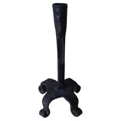 Used   18th Century Hand Forged Iron Candlestick