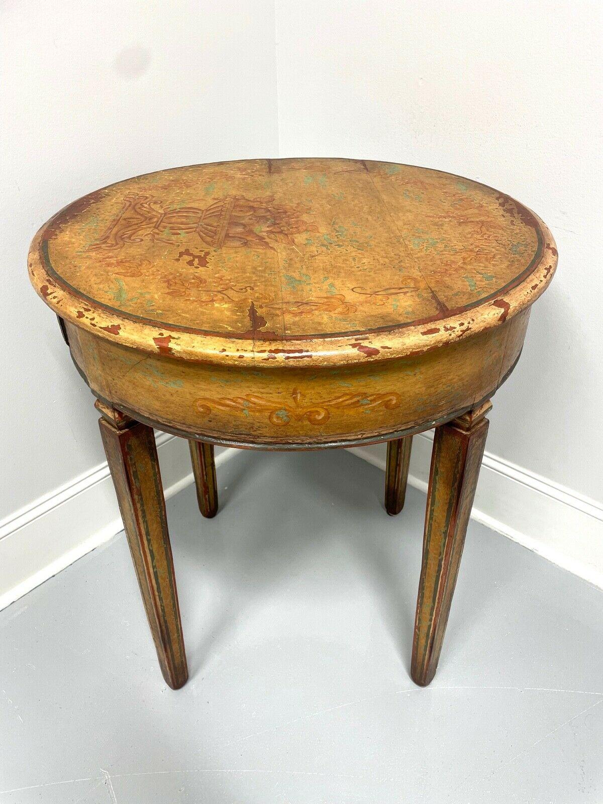 European Antique 18th Century Hand Painted Round Accent Table For Sale