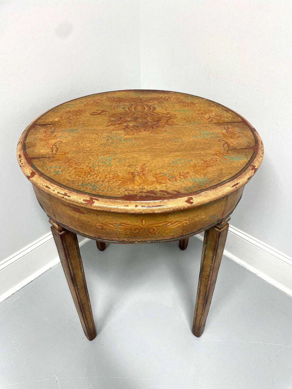 European Antique 18th Century Hand Painted Round Accent Table For Sale