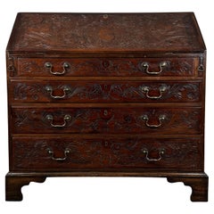 Antique 18th Century Heavily Carved Bureau In Oak ( REF AF-3520 )
