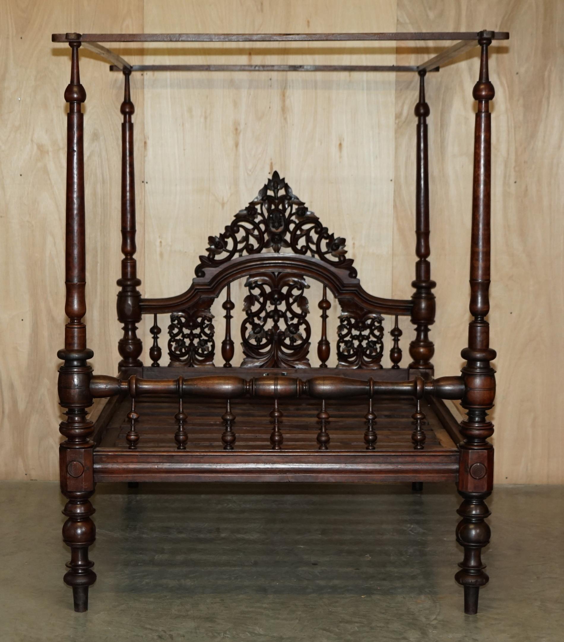 We are delighted to offer for sale this very rare original circa 1780 English hand carved Mahogany four post bed.

These beds are about as rare and collectable as they come, the frame is all original, it has beautifully carved and fluted columns
