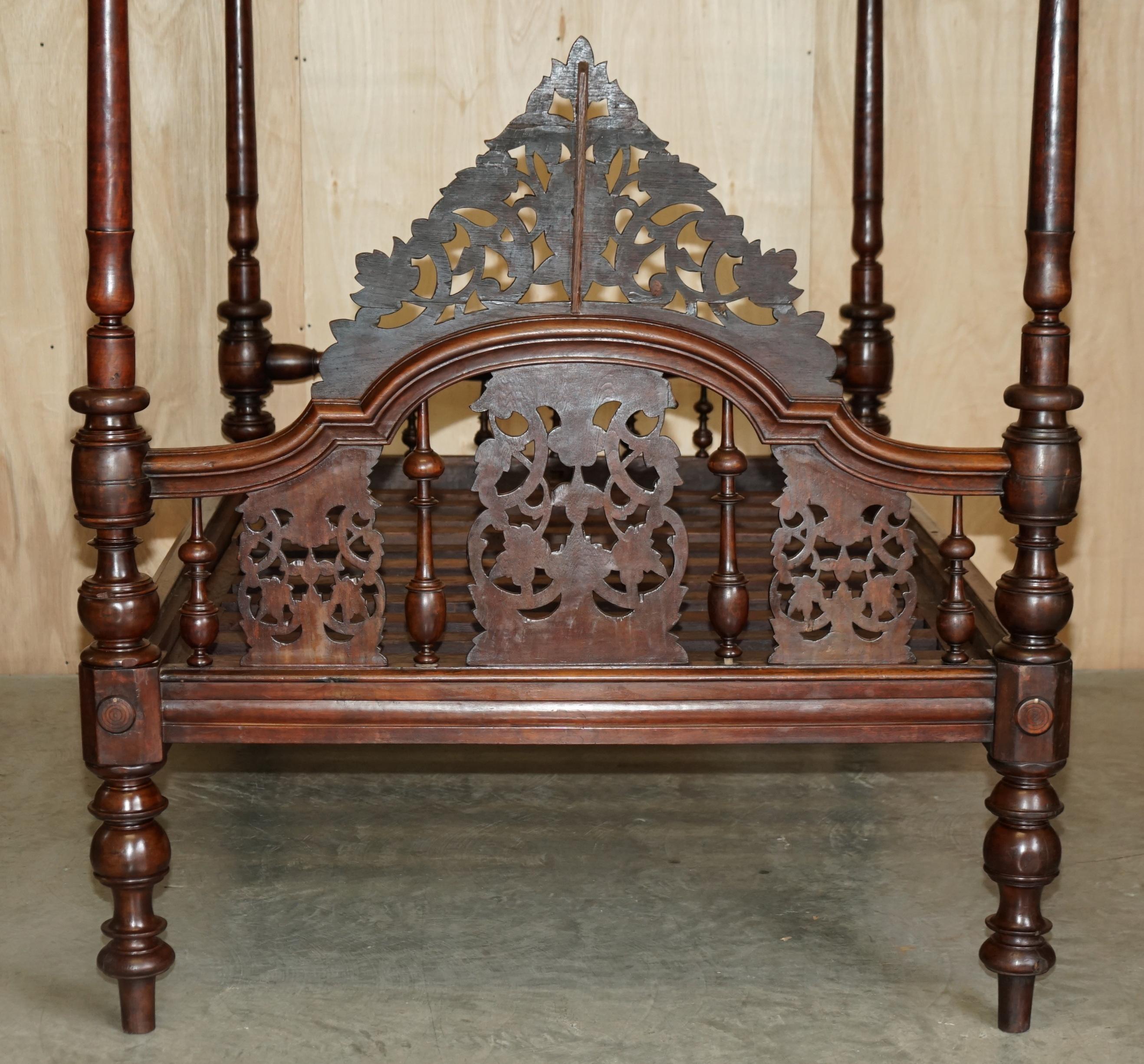 Antique 18th Century Heavily Carved Four Poster Bed Sublime Detail Must See For Sale 10