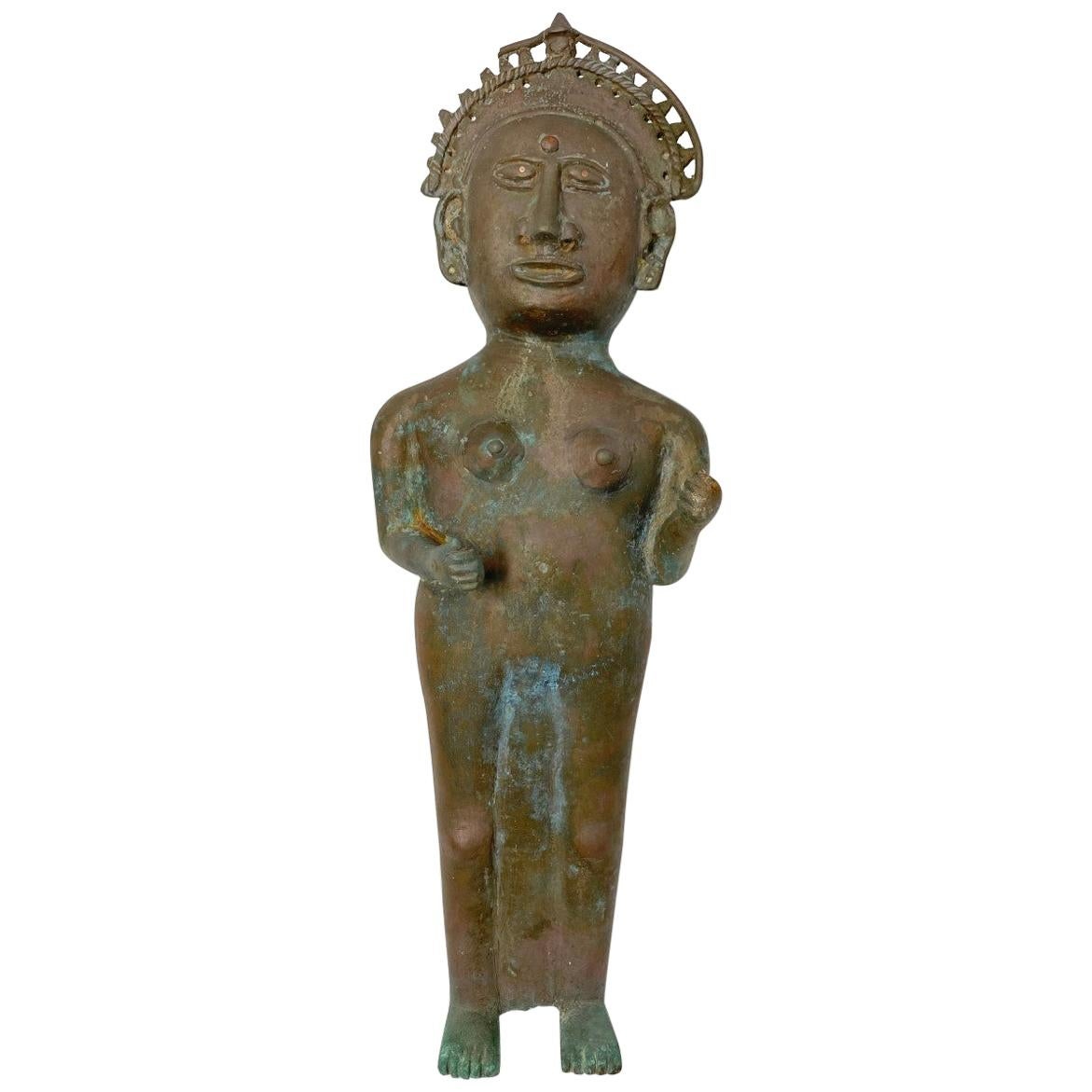 Antike Hindu Bronzeskulptur der Gottheit Ardhanarishvara aus dem 18. Jahrhundert im Angebot