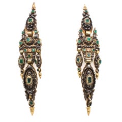 Antique 18th Century Iberian Emerald Chandelier Earrings