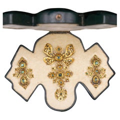 Antique 18th Century Iberian Emerald Earrings Brooch/Pendant Demi Parure Spanish
