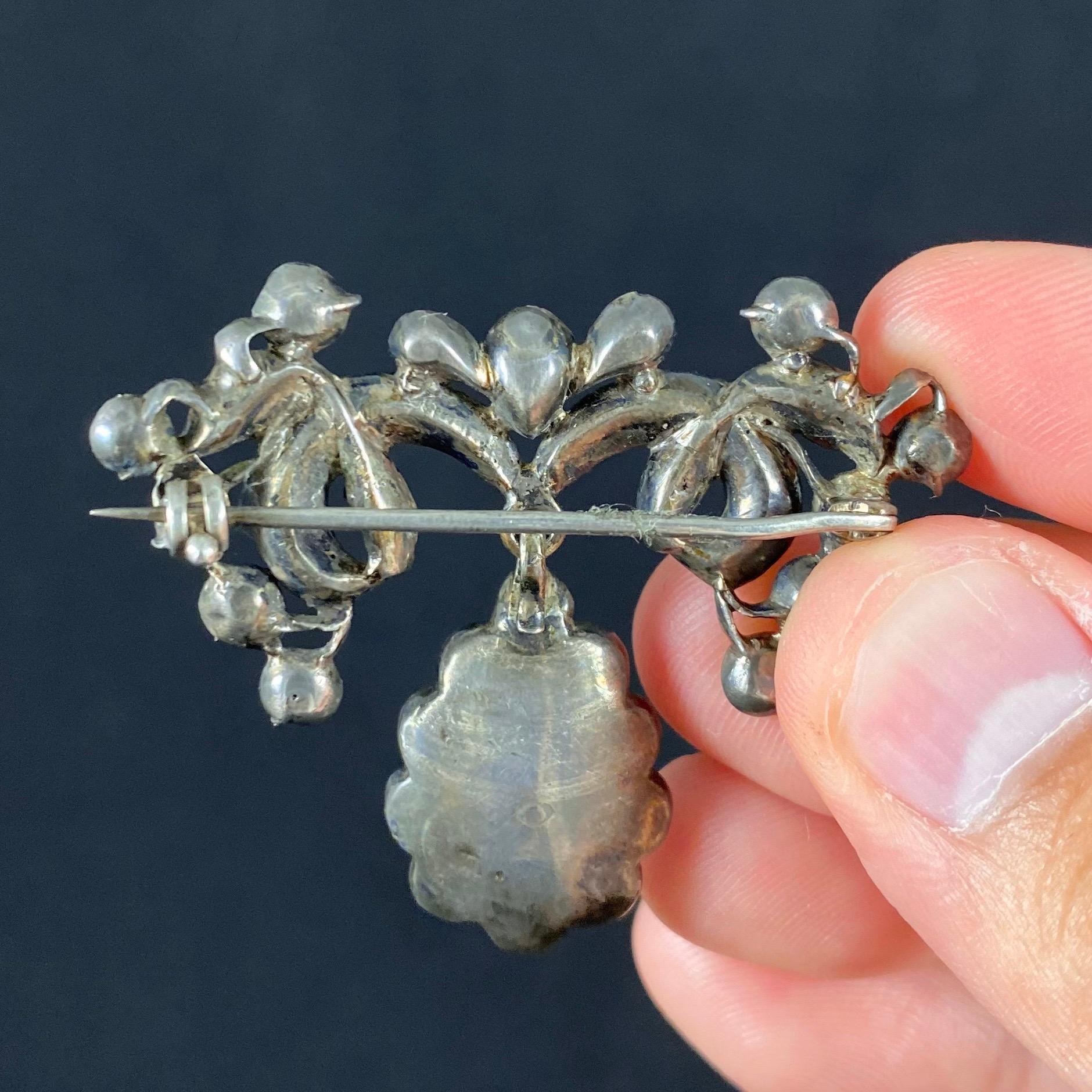 Antique 18th Century Imperial Topaz Amethyst Brooch Silver Portuguese, 1770s 2