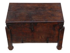 Antique 18th Century Indian Oriental Hardwood Coffer Chest