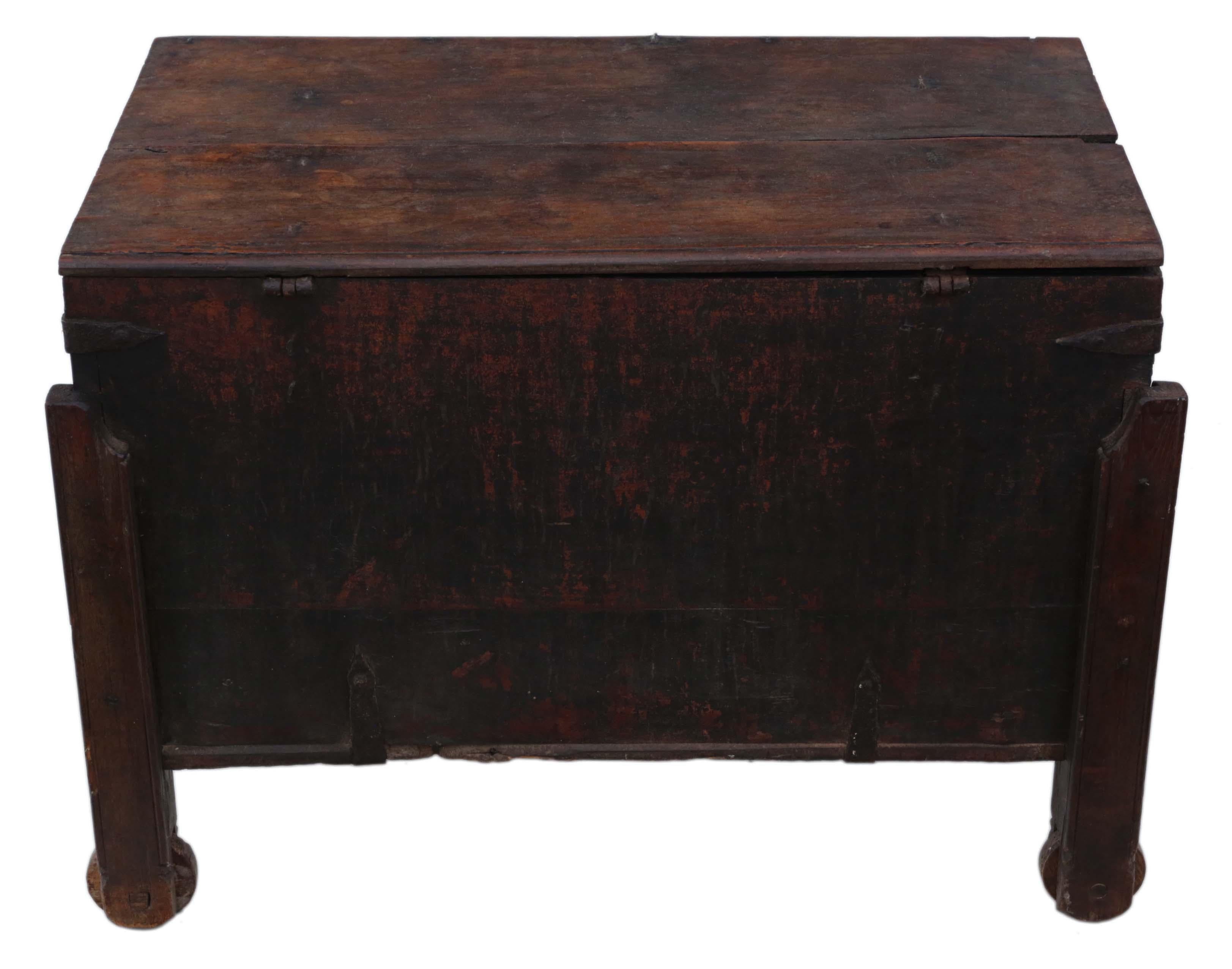 Antique 18th Century Indian Oriental Hardwood Coffer Chest For Sale 4