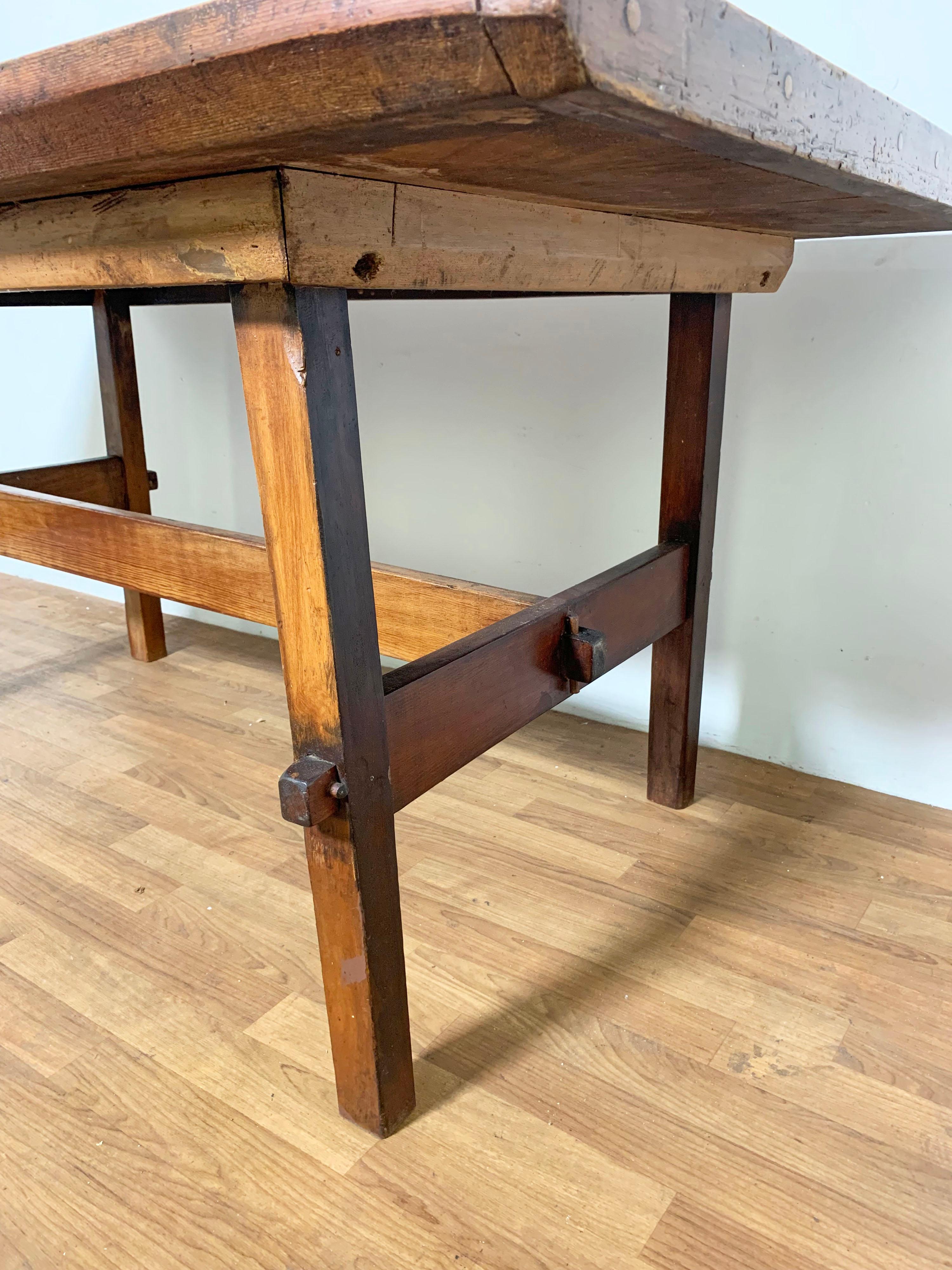 Antique 18th Century Ipswich Pine Farm Table with Breadboard Ends 9