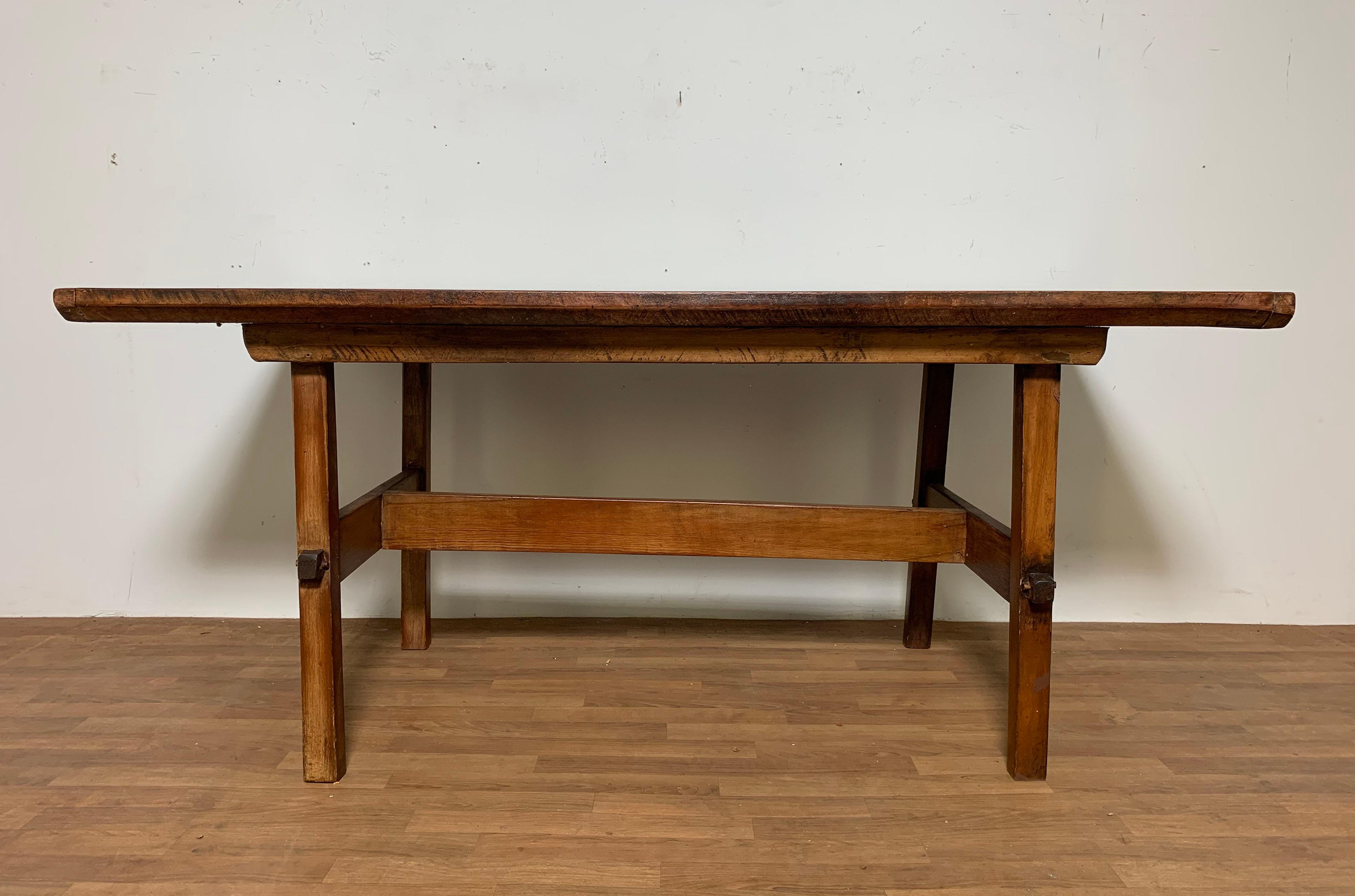 Antique 18th Century Ipswich Pine Farm Table with Breadboard Ends 3