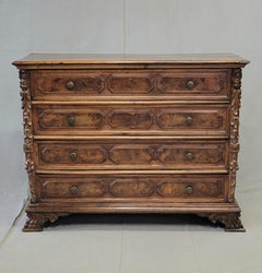 Antique 18th Century Italian (Bergamo, Lombardy) Burl Walnut Chest of Drawers