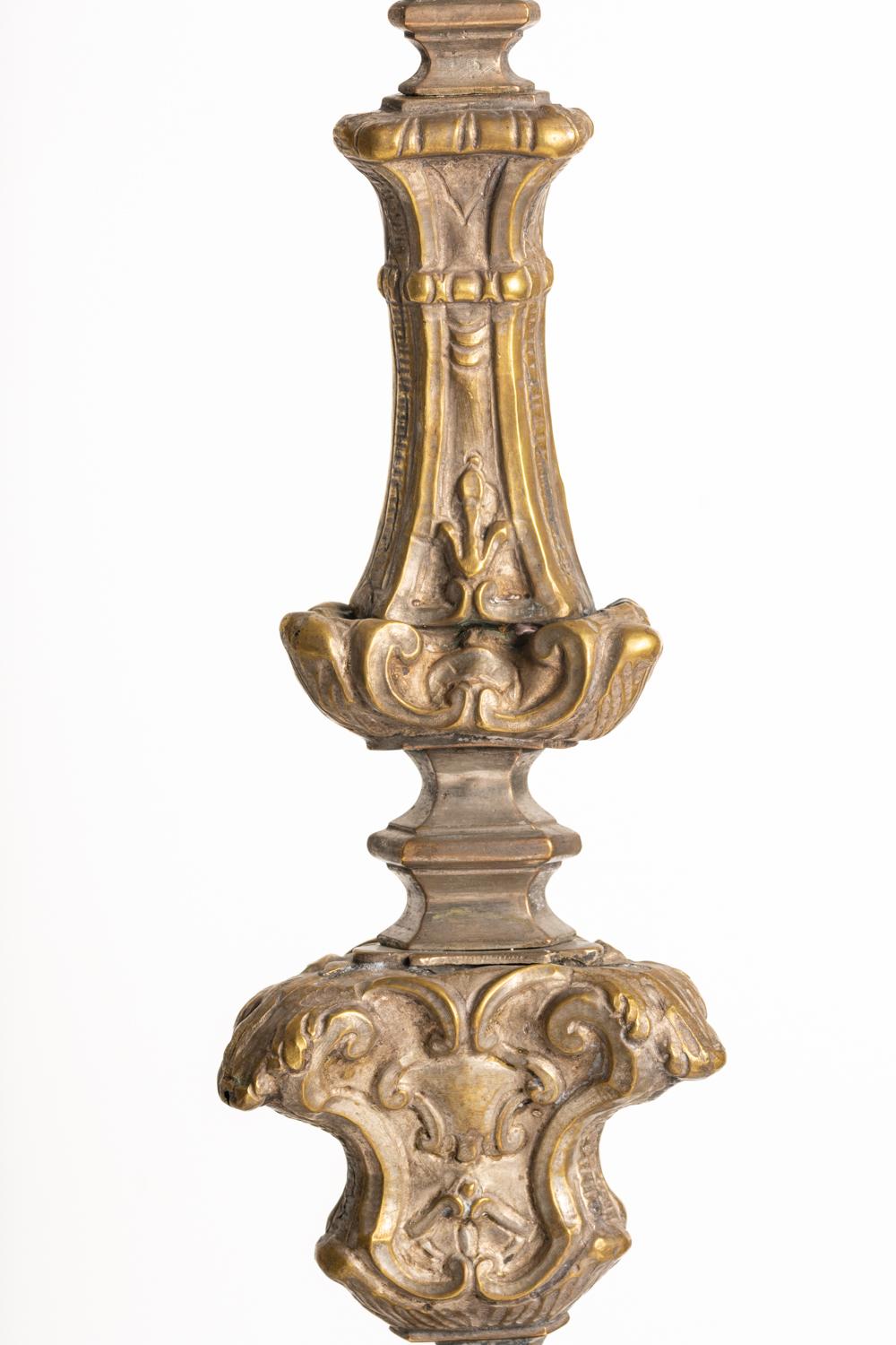 Antique 18th Century Italian Brass Pricket Candlesticks For Sale 1