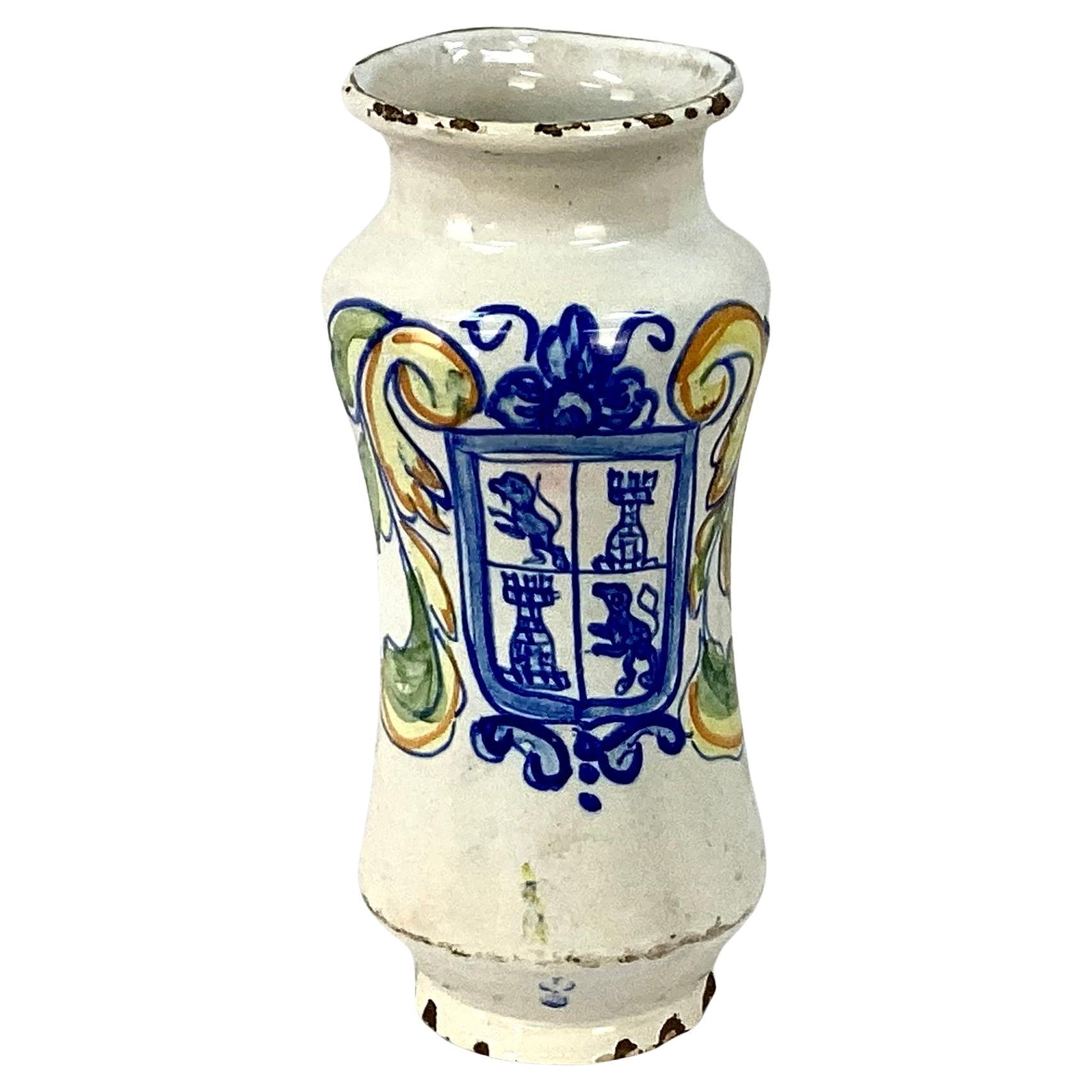 Antique 18th Century Italian Ceramic Apothecary Jar For Sale