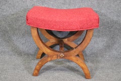 Antique 18th Century Italian Regency Style X Bench with Red Upholstery