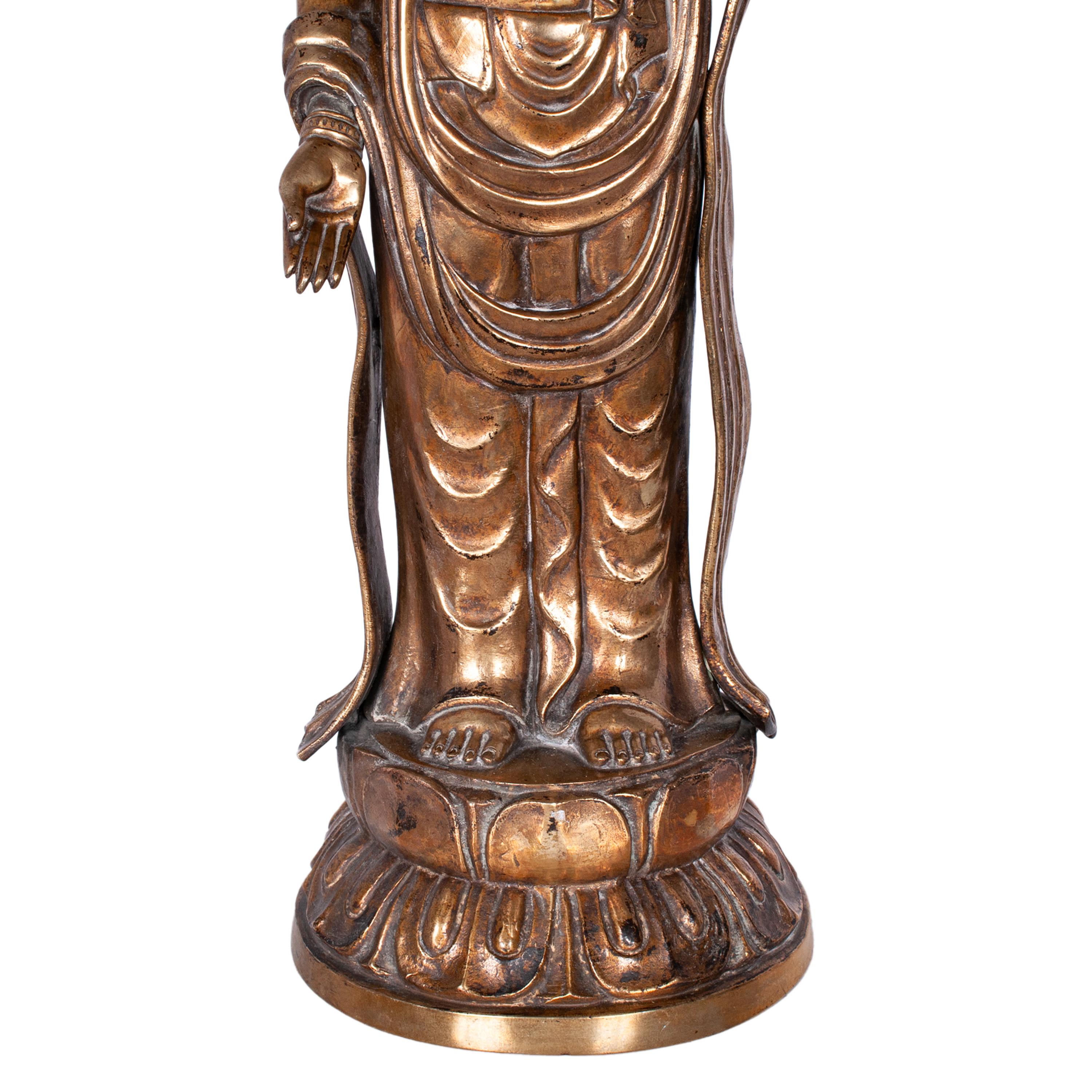 Statue de Bouddha Kannon en bronze doré du Japon Edo du 18ème siècle 1750 en vente 9
