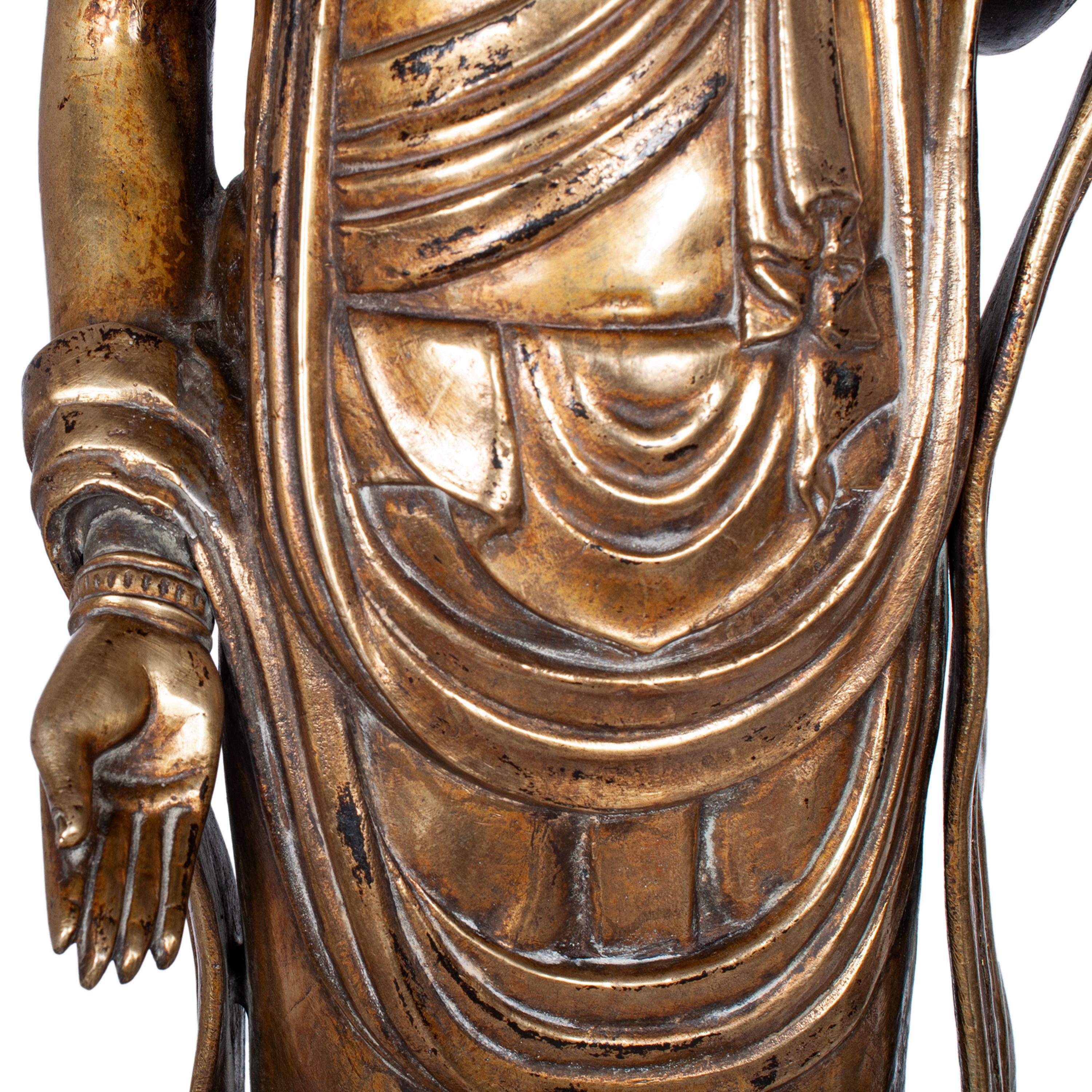 Statue de Bouddha Kannon en bronze doré du Japon Edo du 18ème siècle 1750 en vente 10