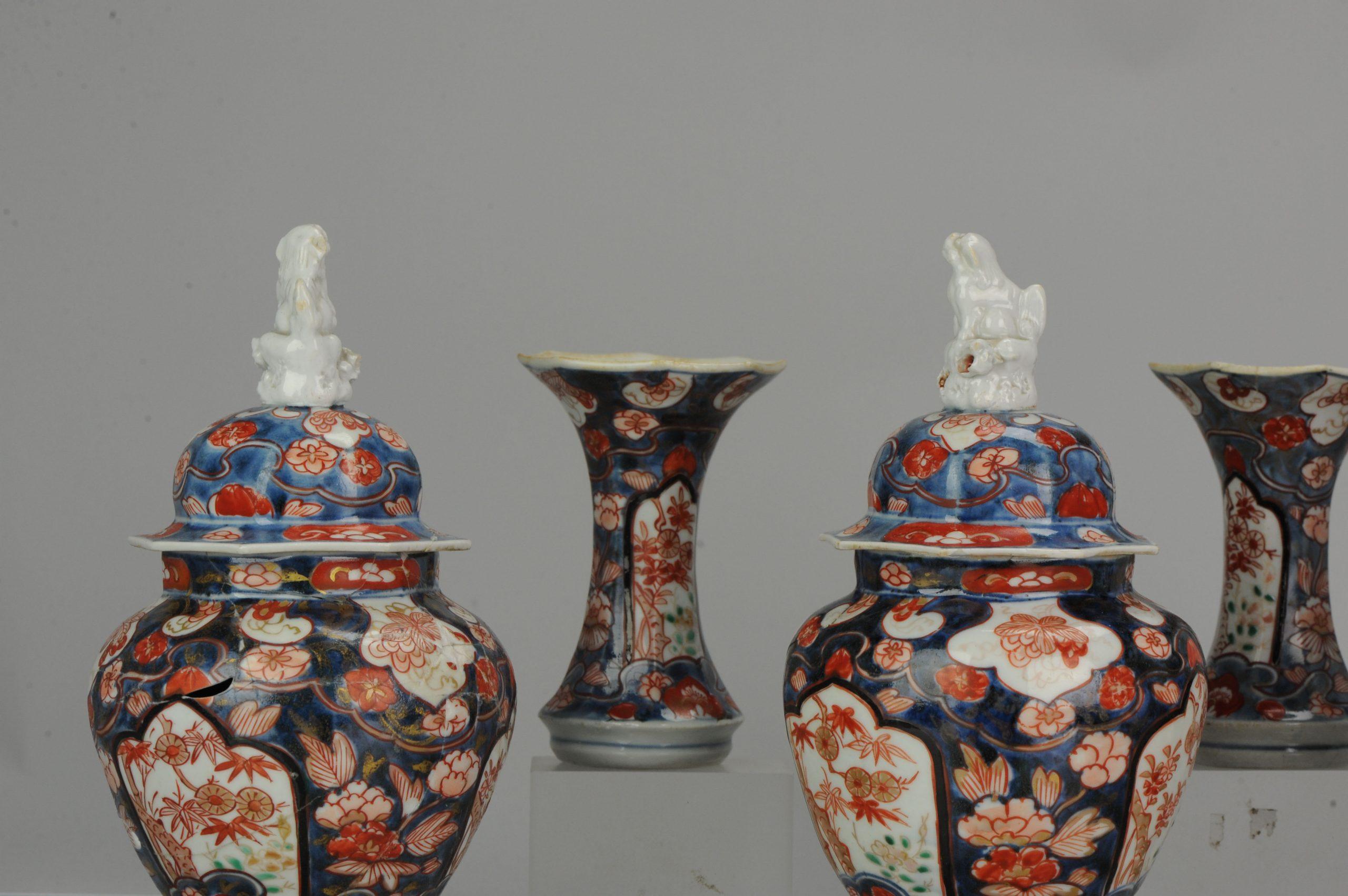 18th Century and Earlier Antique 18th Century Japanese Garniture Porcelain Vase Imari Edo Period For Sale