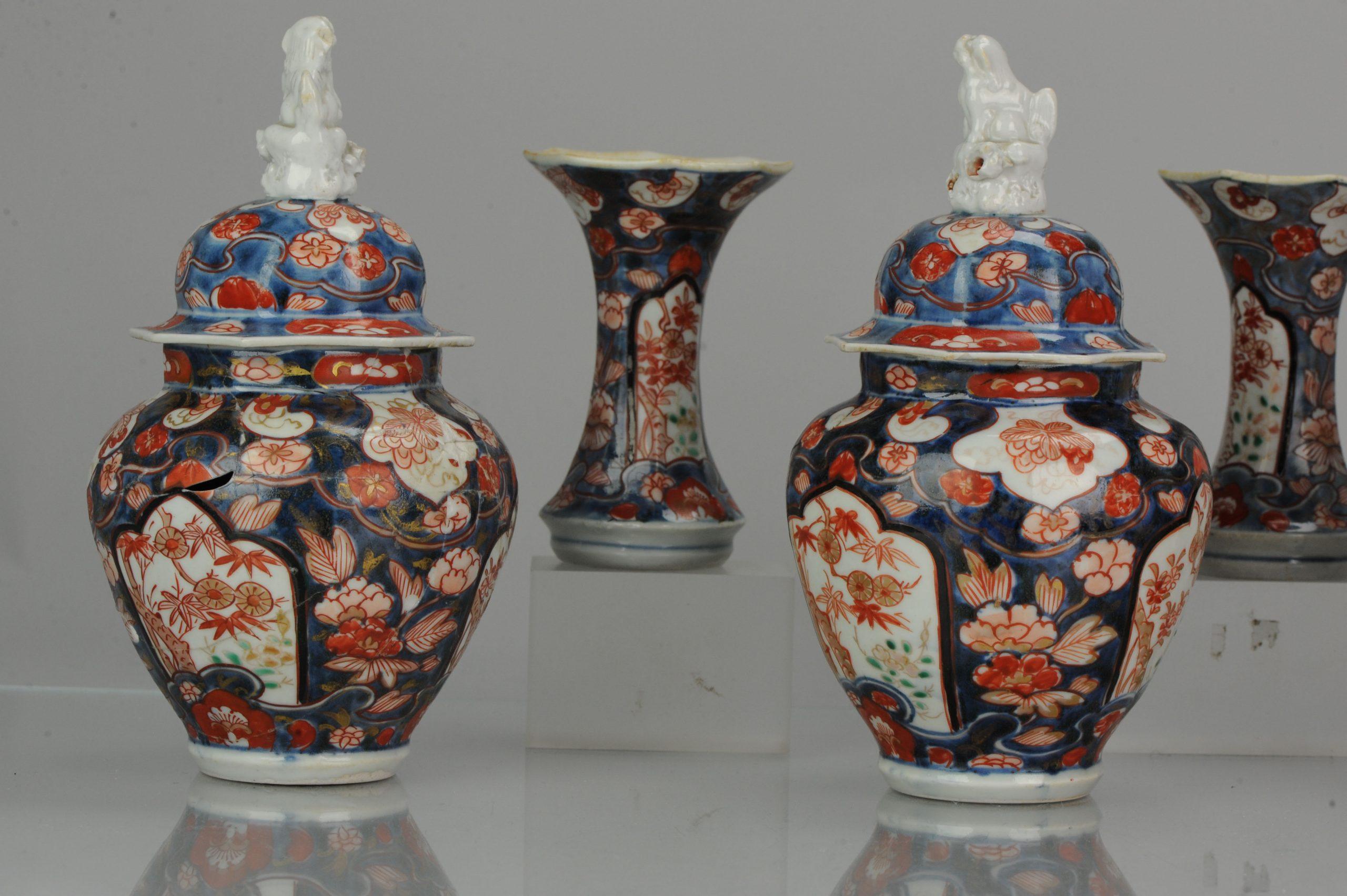 Antique 18th Century Japanese Garniture Porcelain Vase Imari Edo Period For Sale 1