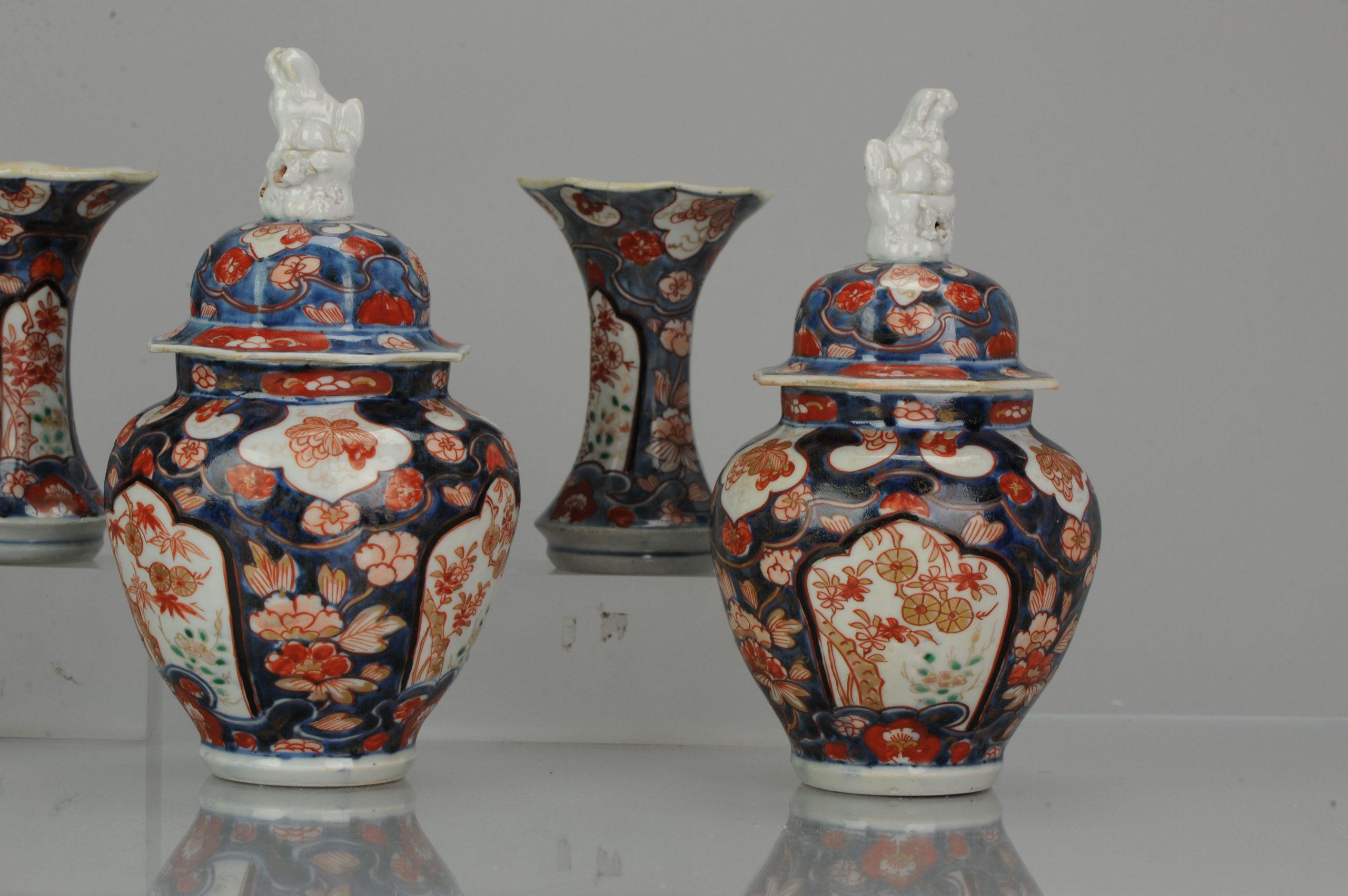 Antique 18th Century Japanese Garniture Porcelain Vase Imari Edo Period For Sale 2