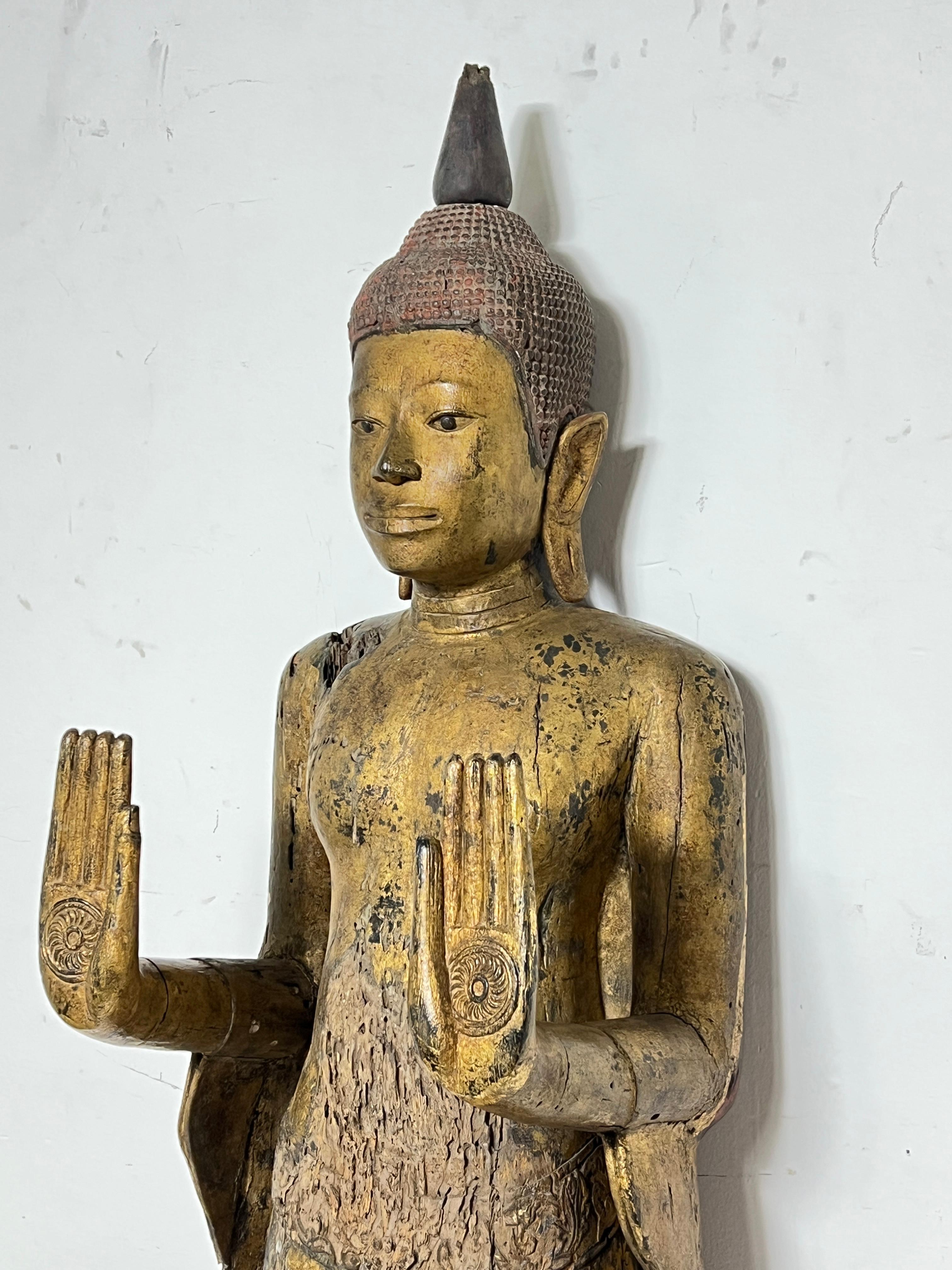 Antike 18. Jahrhundert späten Ayutthaya Periode Siamese Buddha (Volkskunst) im Angebot