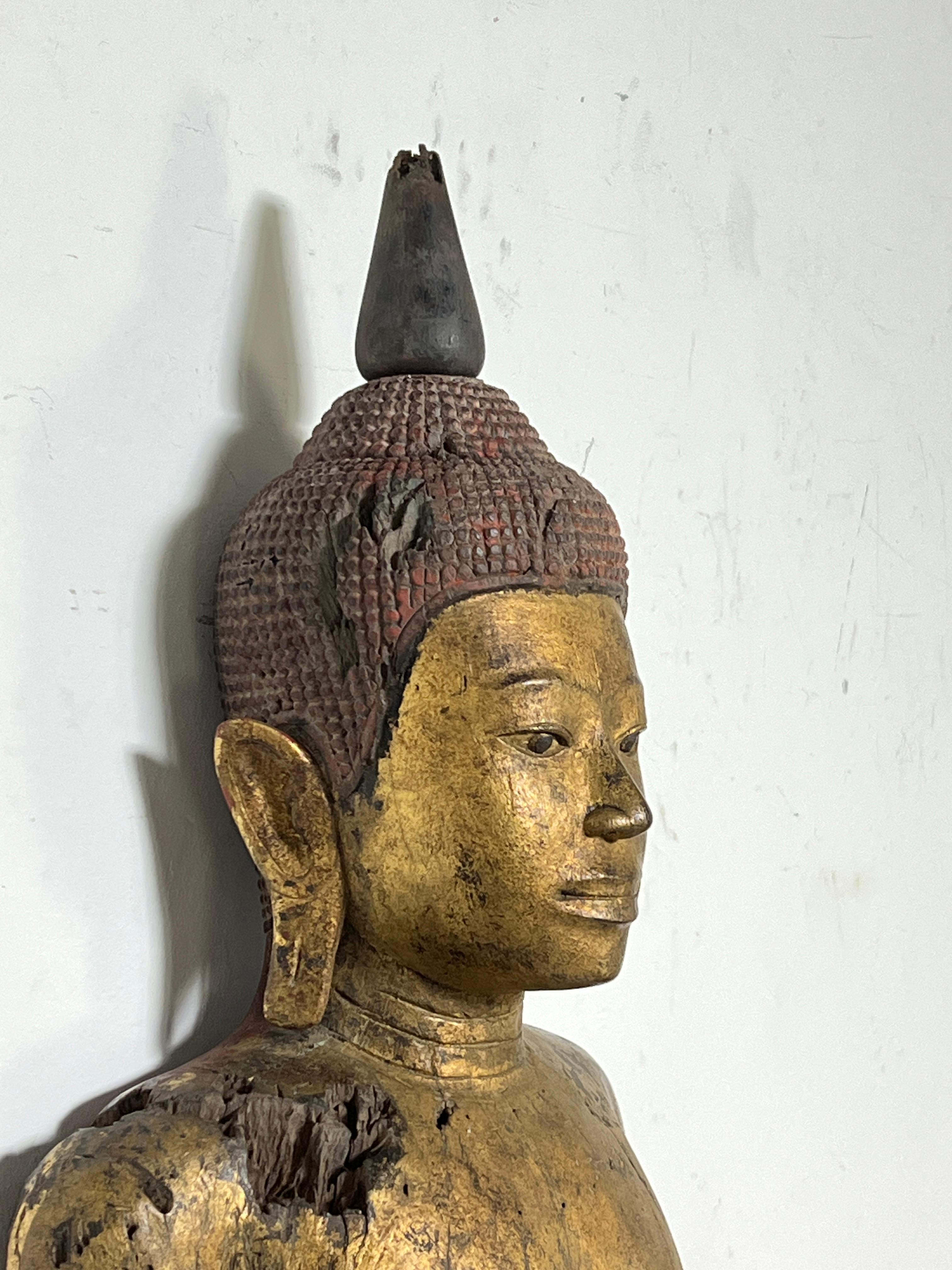 Antike 18. Jahrhundert späten Ayutthaya Periode Siamese Buddha (Teakholz) im Angebot