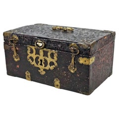 Antique 18th Century Leather & Brass Casket