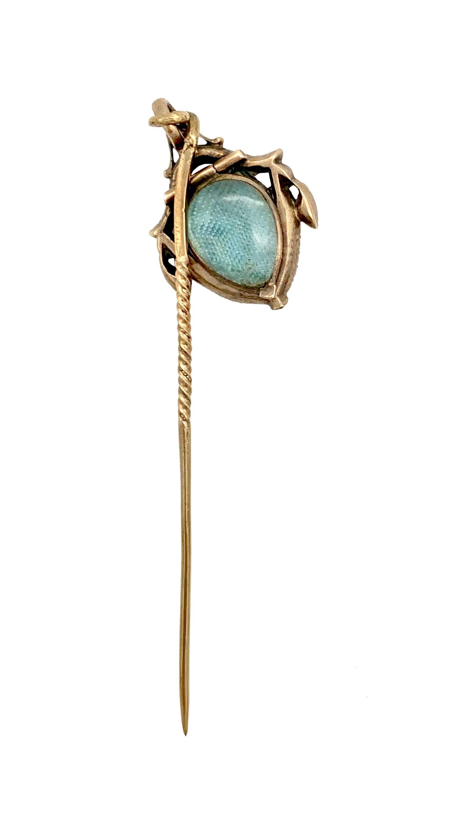 George III Antique 18th Century Locket Pendant Silver Metal Oriental Seedpearls Stickpin   For Sale